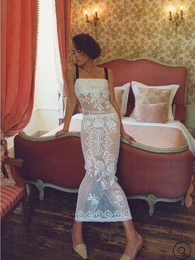 With Jean White Saint Lace Midi Skirt